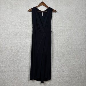 Free People Dress Womens XS Black‎ Rising Sun Ribbed Midi Sleeveless Pull Over